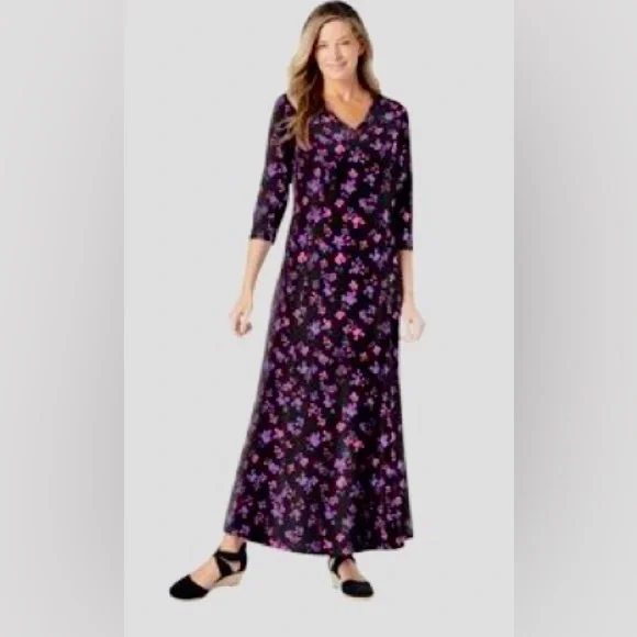 chinese dress ladies Woman Within Plus Size Mixed Print Maxi Dress main image 0